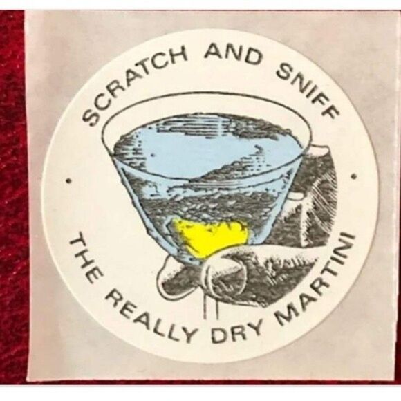 Scratch and Sniff Sticker the really dry martini Vintage 1980s 3M Matte - Picture 2 of 10